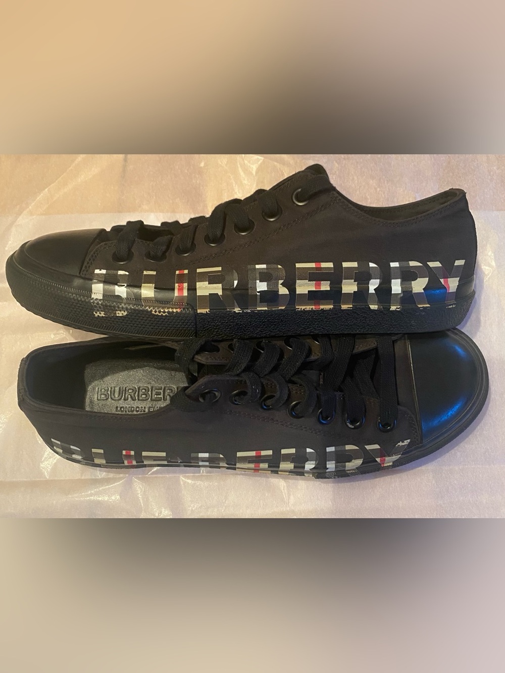 Burberry Larkhall Vintage Check Logo Print Low-Top Sneakers – EU 41